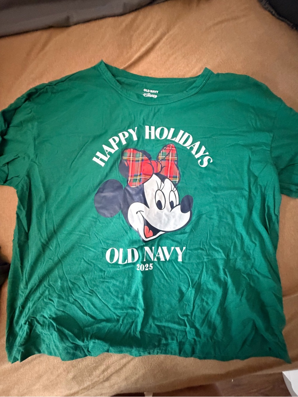 Old Navy Green 'Happy Holidays' Minnie Mouse Holiday Tee